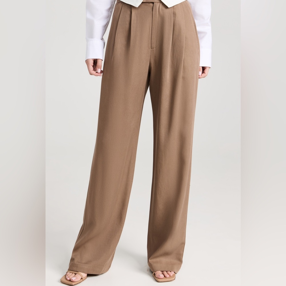 H&M Wide Leg Pleated Trousers Camel